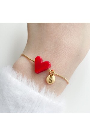 Murano Rotes Herz-Buchstaben-Armband 383939 - 1