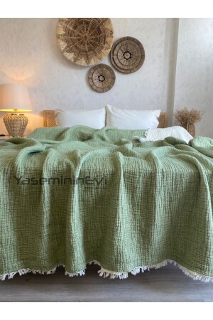 MNZ-Muslin / لون خضراء / 5 طبقات / غطاء مزدوج / غطاء السرير - Yasemininevi