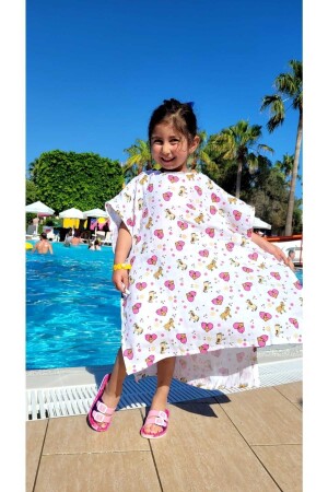 Musselin-Strandponcho für Kinder aus 100 % Baumwolle mit Kapuze / Pferd - Alpar Tekstil