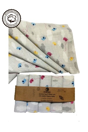 Müslin Mendil Seti Sevimli Kuşlar 25x30 Cm 10'lu Paket ksb545585 - BeybiNest