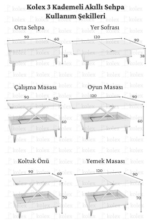 Musterloser 3-stufiger Smart Magic Couchtisch Kiefernfarbe DESENYOKADA - 5