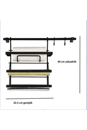 Mutfak Aksesuarı Folyoluk Ve Baharatlık Birlikte Siyah Set AKIN2 - 4