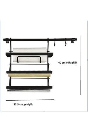 Mutfak Aksesuarı Folyoluk Ve Baharatlık Siyah Set 2 Adet 50 Cm Boru Ile Birlikte LOFTUS123456782 - 5