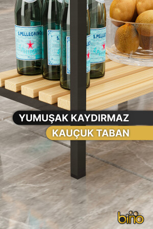 Mutfak Banyo Dolabı Rafı Çok Amaçlı Organizer Raflar Ahşap Raflı Metal Ayakkabılık 4 Katlı BinoGold645 - 6