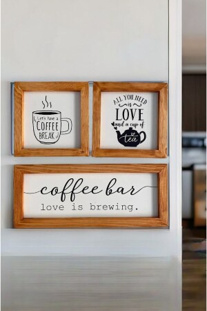 Mutfak- Çay- Kahve Köşesi- Ahşap Çerçeveli Tablo Seti - Tooall