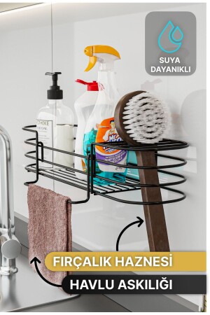 Mutfak Düzenleyici Banyo Düzenleyici Organizer Mutfak Dolabı 3 Fonksiyonlu Siyah Mat Bulaşıklık - 5