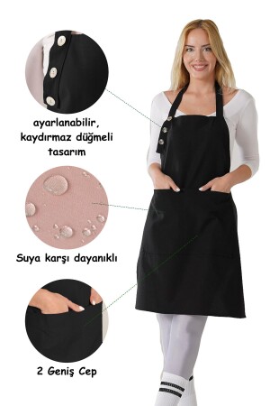 Mutfak Önlüğü Su Geçirmez Şef Önlüğü 2 Geniş Cepli Barista Önlüğü Önlük - Toshe
