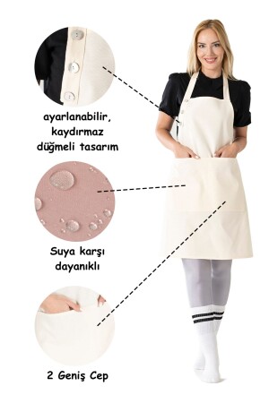 Mutfak Önlüğü Su Geçirmez Şef Önlüğü 2 Geniş Cepli Barista Önlüğü Önlük DUCKKUMAŞÖNLÜK - 1