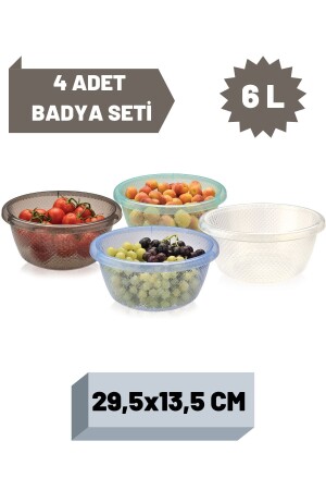 Mutfak Seti - 4'lü Badya Seti - Çok Amaçlı Badya - Bulaşık Leğeni 6 Litre M4-1343 - 1