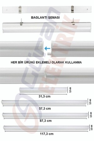 Mutfak Tezgah Aydınlatması-raf Aydınlatması 120cm Led Anahtarlı Set- Beyaz - 4