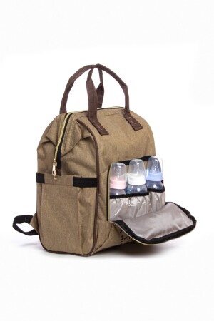 Mutter-Babypflege-Rucksack mit Flaschen-Thermosflasche, flüssigkeitsbeständiger Kleiderbügel, 23-Grau-Schwarz, NEU - 3