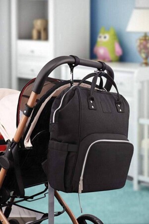 Mutter-Babypflege-Rucksack, wasserdichte Babytasche mit Flaschen-Thermosflasche, 23-Grau-Schwarz, NEU - 3