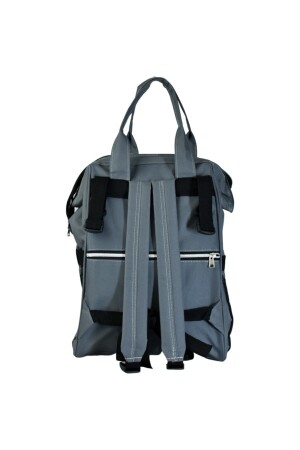 Mutter-Babypflege-Rucksack, wasserdichte Babytasche mit Flaschen-Thermosflasche, Grau - 6