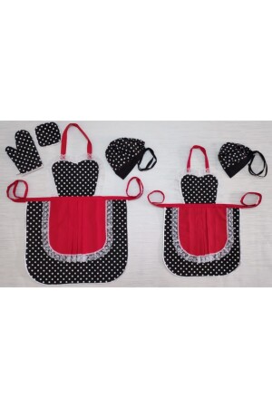 Mutter Tochter Küchenschürze Griff Handschuh Motorhaube Rot Schwarz Polka Dot Set Princess Serie T566 - 3