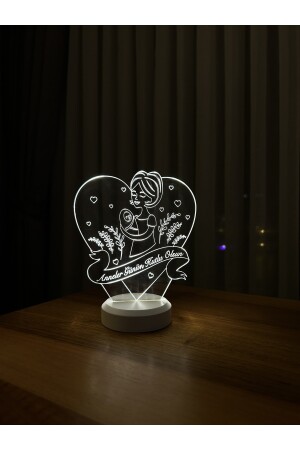 Muttertagsgeschenk. LED-Tischlampe mit Schriftzug „Happy Mother's Day“ in Herzform – Weiß ILZV-10 - 6