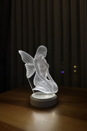 Muttertagsgeschenk. LED-Tischlampe mit sitzender Engelsfigur – Weiß ILZV-219 - 1