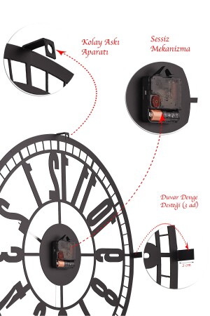 Muyika Bruno Metal Siyah Duvar Saati 50x50cm Mds-50 MYK1192 - 9