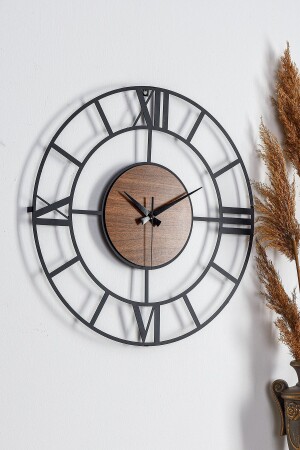 MNZ-Muyika روما Legno Metal Black Silent Mechanism ساعة الجدار 50x50 سم Mds-50 MYK1195 - Muyika Design
