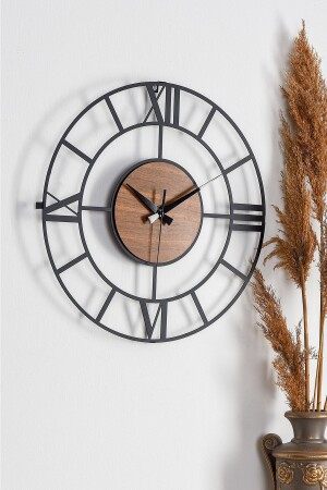 Muyika Roma Legno Yeni Koleksiyon Dekor Metal Siyah Sessiz Mekanizma Duvar Saati 41x41cm Mds-41 MYK1332 - Muyika Design