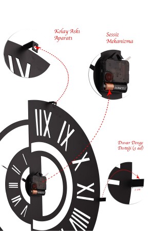 Muyika Ruota Yeni Koleksiyon Dekoratif Metal Siyah Duvar Saati 41x41cm Mds-41 MYK1331 - 7