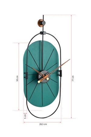 Muyika Senator Grün, dekorative, handgefertigte, farbenfrohe, geräuschlose 77 x 29 cm große Wanduhr MAD-R - 6