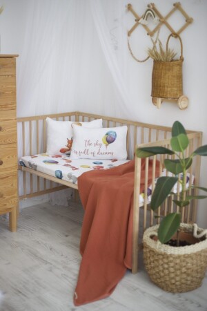 (MZ-Organic MUSLIN PIXEL AND Cotton Satin) - غطاء طفل (Duvet) - ذو موضوع الفوكس والبالون (ANP) - arbababy