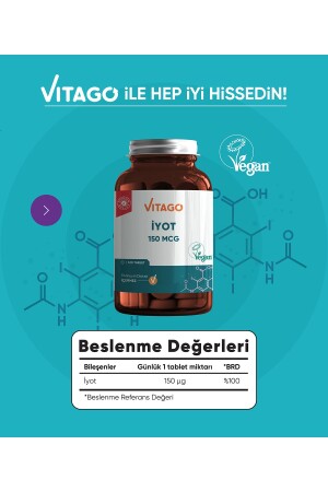 Nahrungsergänzungsmittel in Tablettenform mit Premium-Jod 150 MCG 120 Stück - 4