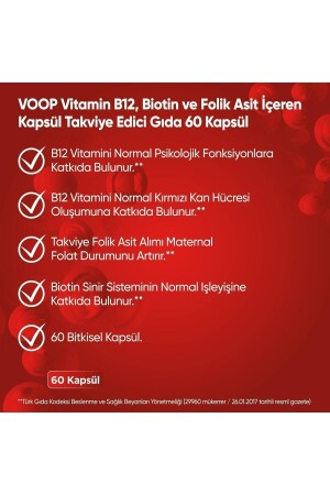 Nahrungsergänzungsmittel mit Vitamin B12, Biotin und Foicsäure, 60 Kapseln - 4