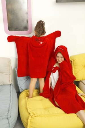 Nakışlı Kapişonlu Wellsoft Battaniye - Siyah İnci