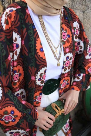 Nalan Çiçekli Kimono-siyah - Esra Keküllüoğlu