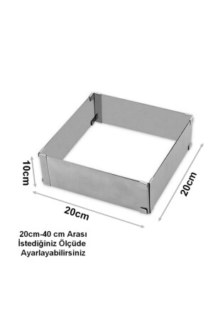 Narkalıp Quadratische verstellbare Kuchenform 20 x 40 cm, Tiefe 10 cm - 6