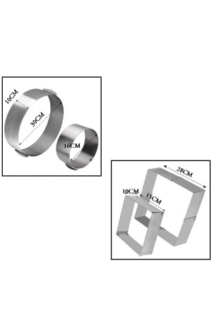 Narkalıp Yuvarlak Kare Ve Altlık Ayarlanabilir Kek Kalıbı 3 Lü Set YNK-005 - 3