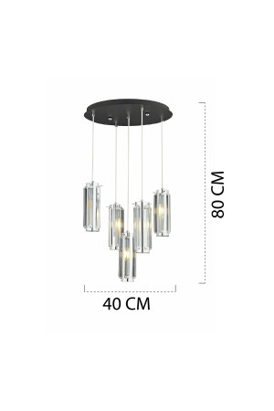 Natali 5-teilige Hängelampe, Chrom, modernes Jugendzimmer, Küche, Wohnzimmer, Hängelampe, Kronleuchter, 7000-9040-5Y-CR - 9