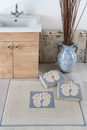 Natura Jakarlı Ayak Havlusu Banyo Paspası 3'lü - Mariva Home