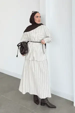 Natural Fresh Deri Kemerli Etek Takım - Nuuwears