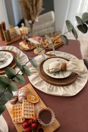 Naturel Amerikan Servisi Yuvarlak 2'li Vintage 40 cm - Cotton Maison