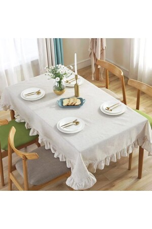 Naturel Vintage Fırfırlı Masa Örtüsü / Koltuk örtüsü - Home Art Atelier Hand Made