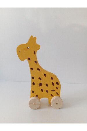 Naturholz „Giraffe – Elefant – Hase“ Auto mit Rädern Tierfigur SET AUS DREI Spielzeugen Dekorativ - 4