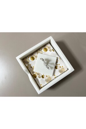 Natürliche schlichte Serviettenbox aus weißem Marmor mit silbernem Korallendetail PRPTT1 - 6