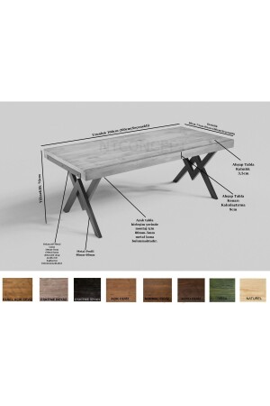 Natürlicher Holztisch in heller Walnussfarbe, V-Bein-Tisch (100 cm, 250 cm, Höhe 76 cm), nur Tisch TYC4ZCY72N169245670830884 - 9