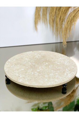 Natürlicher Marmor im böhmischen Stil, 28 cm, Standdekor, Untersetzer, Travertin, 18 US-Dollar - 6