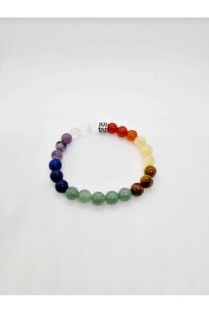 Natürliches 7-Chakra-Armband, Kristallquarz, Amethyst, Lapislazuli, Aventurin, Tigerauge, Citrin, Achat - 5