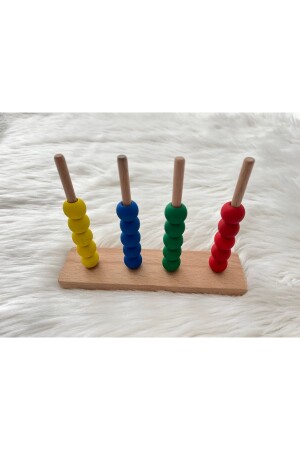 Natürliches organisches Holz-Montessori-Spielzeug, buntes Perlenauffädeln, pädagogische Denkaufgabe, Babyzimmer-Dekoration, DRABAO71222 - 3