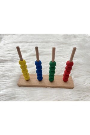 Natürliches organisches Holz-Montessori-Spielzeug, buntes Perlenauffädeln, pädagogische Denkaufgabe, Babyzimmer-Dekoration, DRABAO71222 - 5