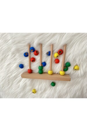 Natürliches organisches Holz-Montessori-Spielzeug, buntes Perlenauffädeln, pädagogische Denkaufgabe, Babyzimmer-Dekoration, DRABAO71222 - 7