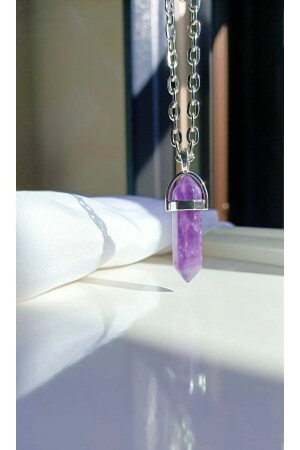 Naturstein Amethyst Rosenquarz Mondstein Halskette 3er-Set - 4