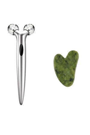 Naturstein Jade Herz Gua Sha und 3D Beauty Platinum Roller Massage Tool İlterusset10 - 1