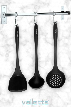 Navas Isıya Dayanıklı Yanmaz Yapışmaz 3 Parça Silikon Servis Pişirme Seti Siyah VLT1050 - 4
