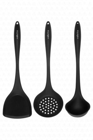 Navas Isıya Dayanıklı Yanmaz Yapışmaz 3 Parça Silikon Servis Pişirme Seti Siyah VLT1050 - 1