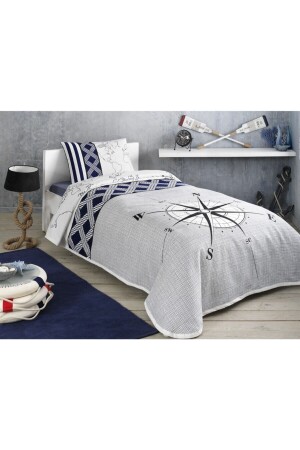 Navi Marineblaues Doppelbett-Bettwäsche-Set aus Baumwolle, 200 x 230 cm, T160227227 - 1